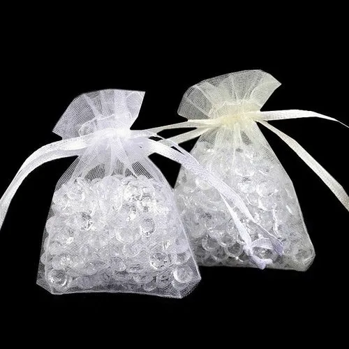 10pc Light Cream Fabric Drawstring Organza Gift Bags 4.5x7cm Custom Canvas Cord Bags sku-244275