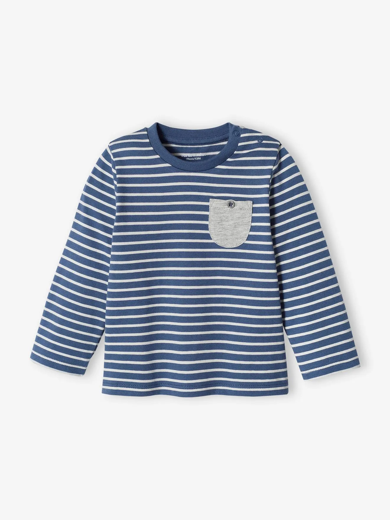 2-Pack Baby Animal Print and Bronze-Striped Basic T-shirts - Vertbaudet