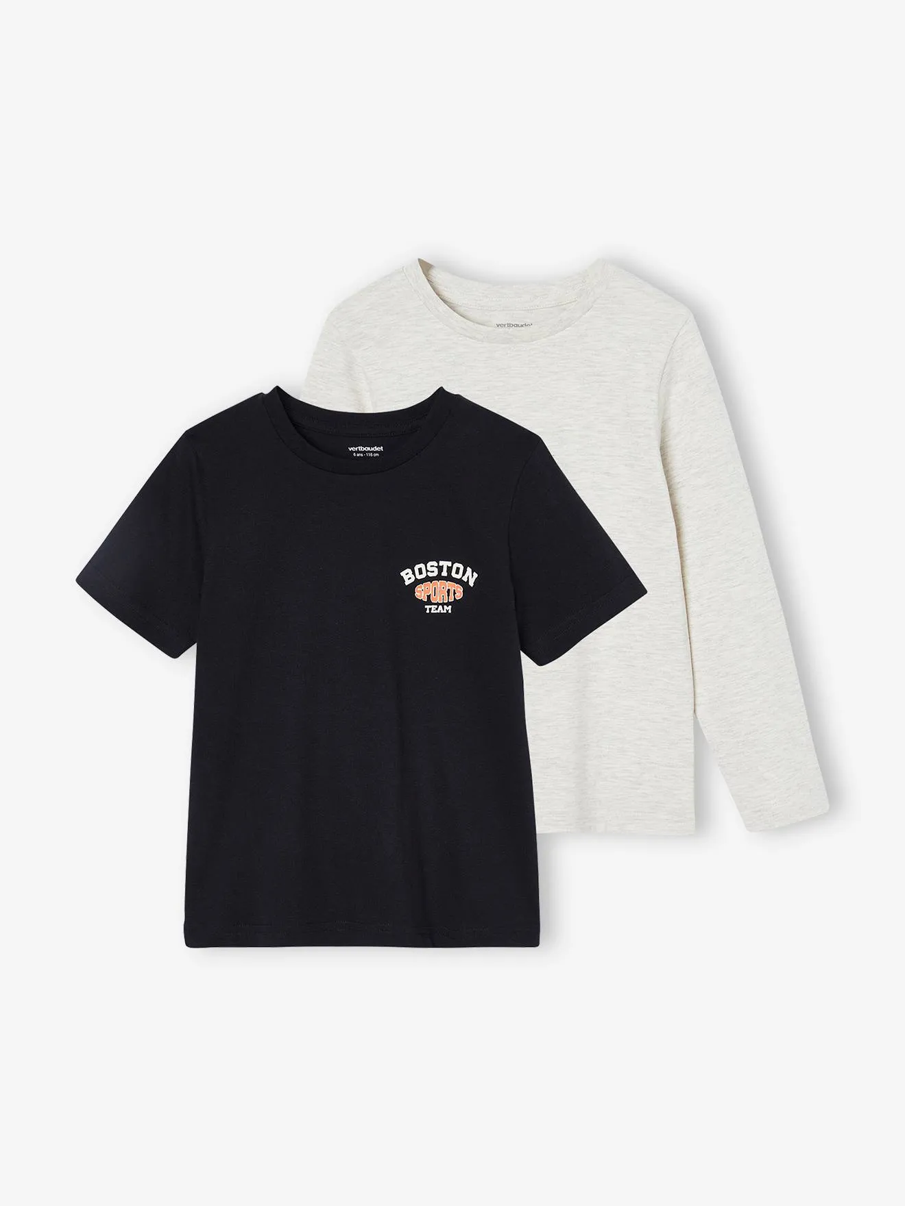 2-pack black boy's sports t-shirts - Vertbaudet