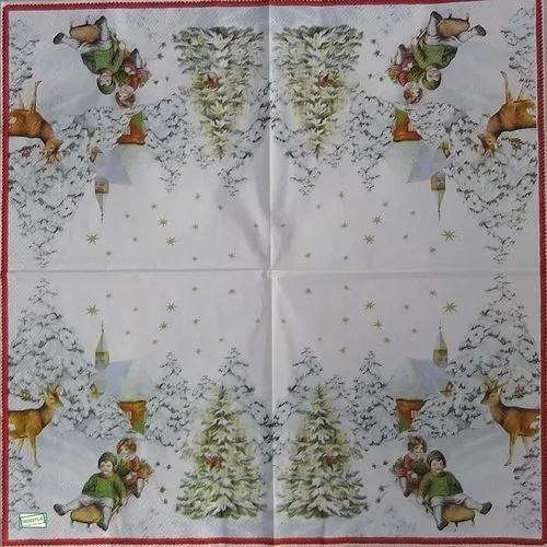 2 snow landscape paper napkins - pack of 35