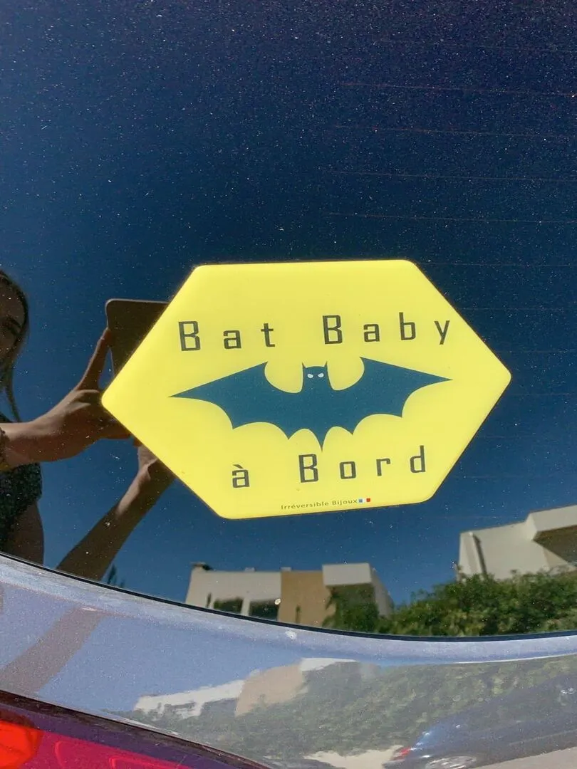 Baby on Board Sticker - Bat Baby Design - Yellow