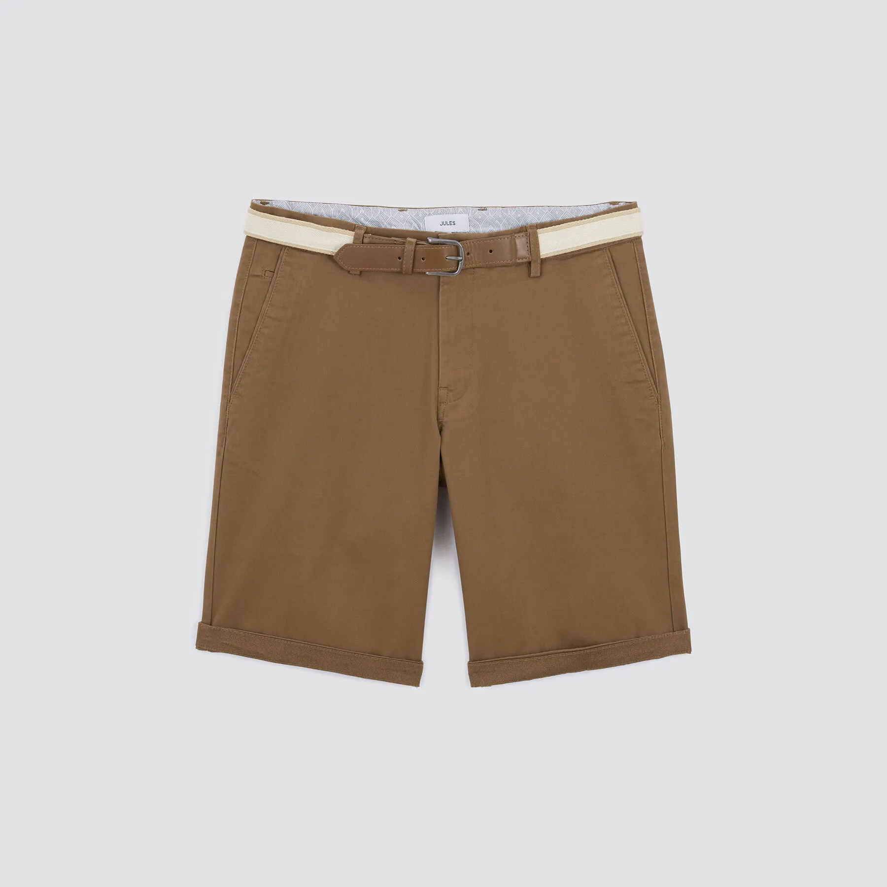 Bermuda chino uni avec ceinture Camel | Jules