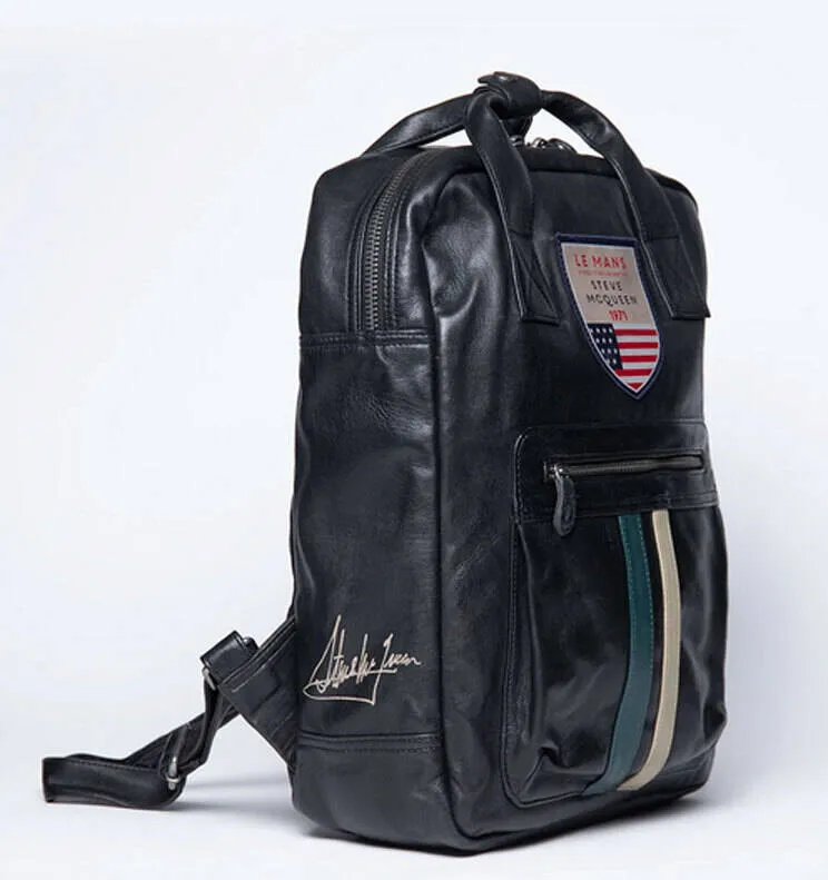 Black leather backpack 24H Le Mans Steve McQueen