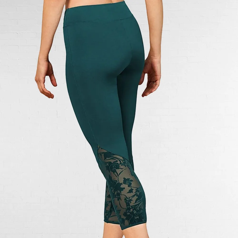 Bloch Ladies Floral Mesh Panel 7/8 Leggings