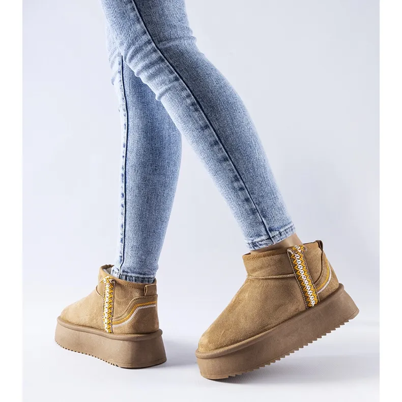 Dark Beige Snow Platform Boots by Scavi