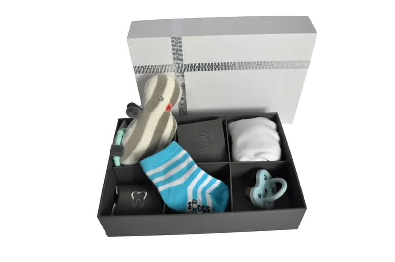 Boîte à empreinte de main avec cadre double et photo + coffret cadeau