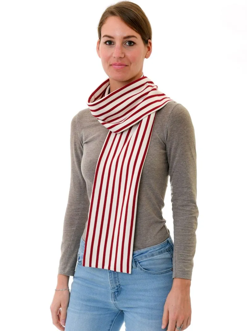BREHAT écharpe homme femme rayée  Couleur Marine/Ecru