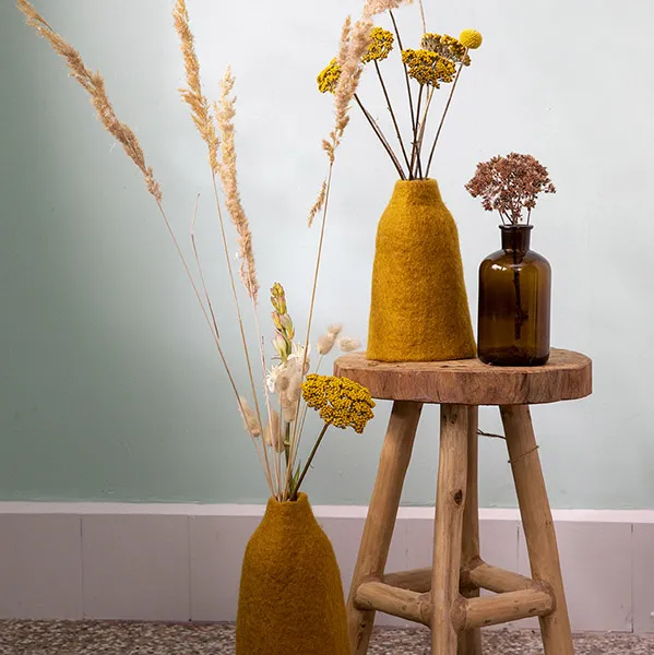 Cache-vase en feutre de laine - or 