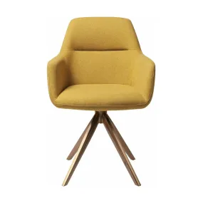 Chaise jaune dijon avec pieds rotatifs en métal roséKinko