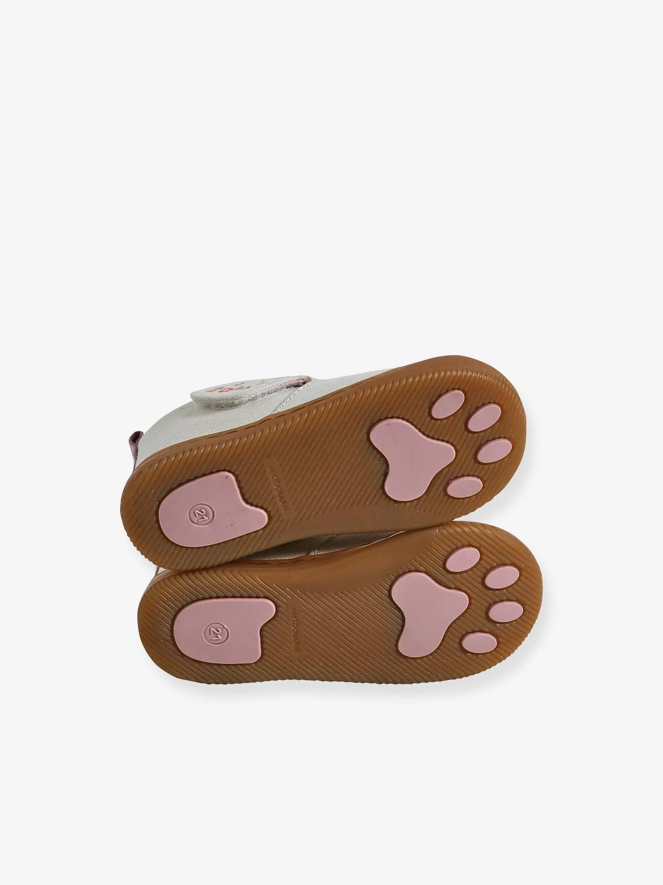 Chambray Blue Printed Canvas Baby Shoes with Velcro Straps - Vertbaudet