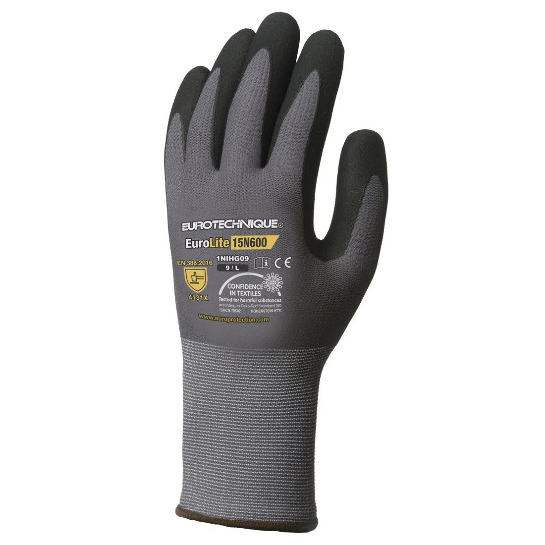 Coverguard - Manutention gloves gray black nitrile coated EUROLITE 15N600 (Pack of 10)
