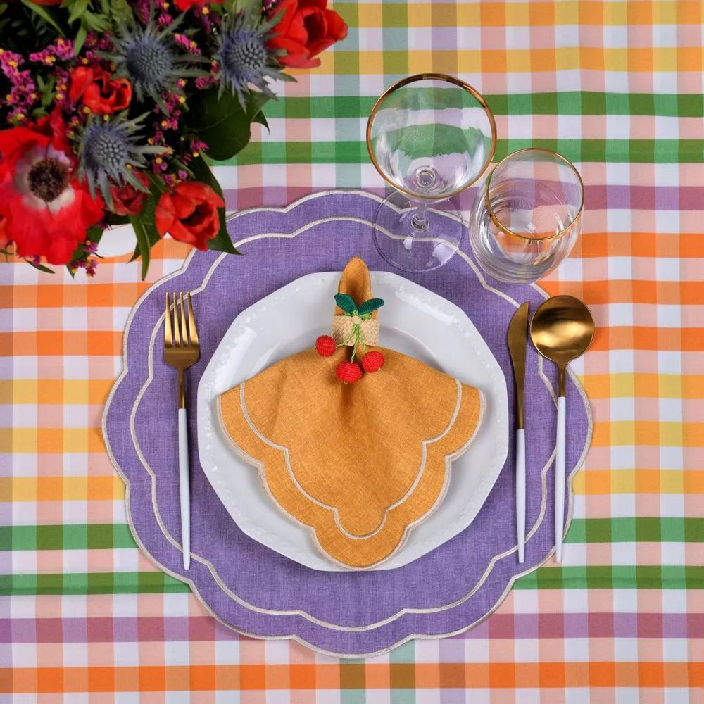Embroidered napkins purple petali - 6 pieces