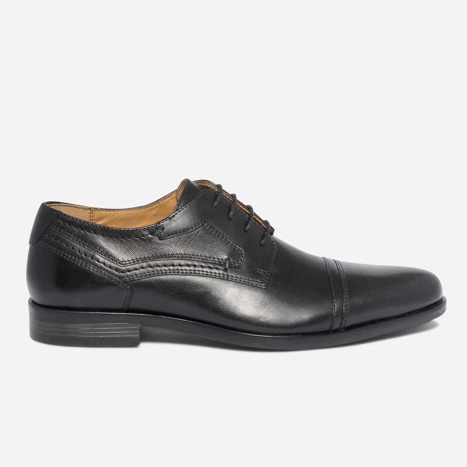 ERAM Black Leather Derby Shoes for Men