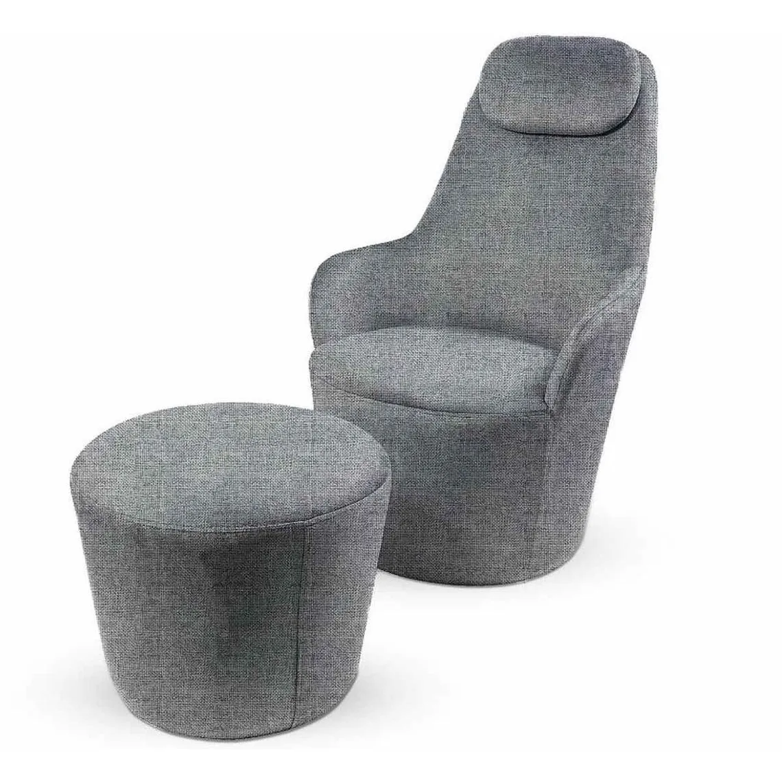 Grey Velvet Armchair With Footrest | 3 Suisses