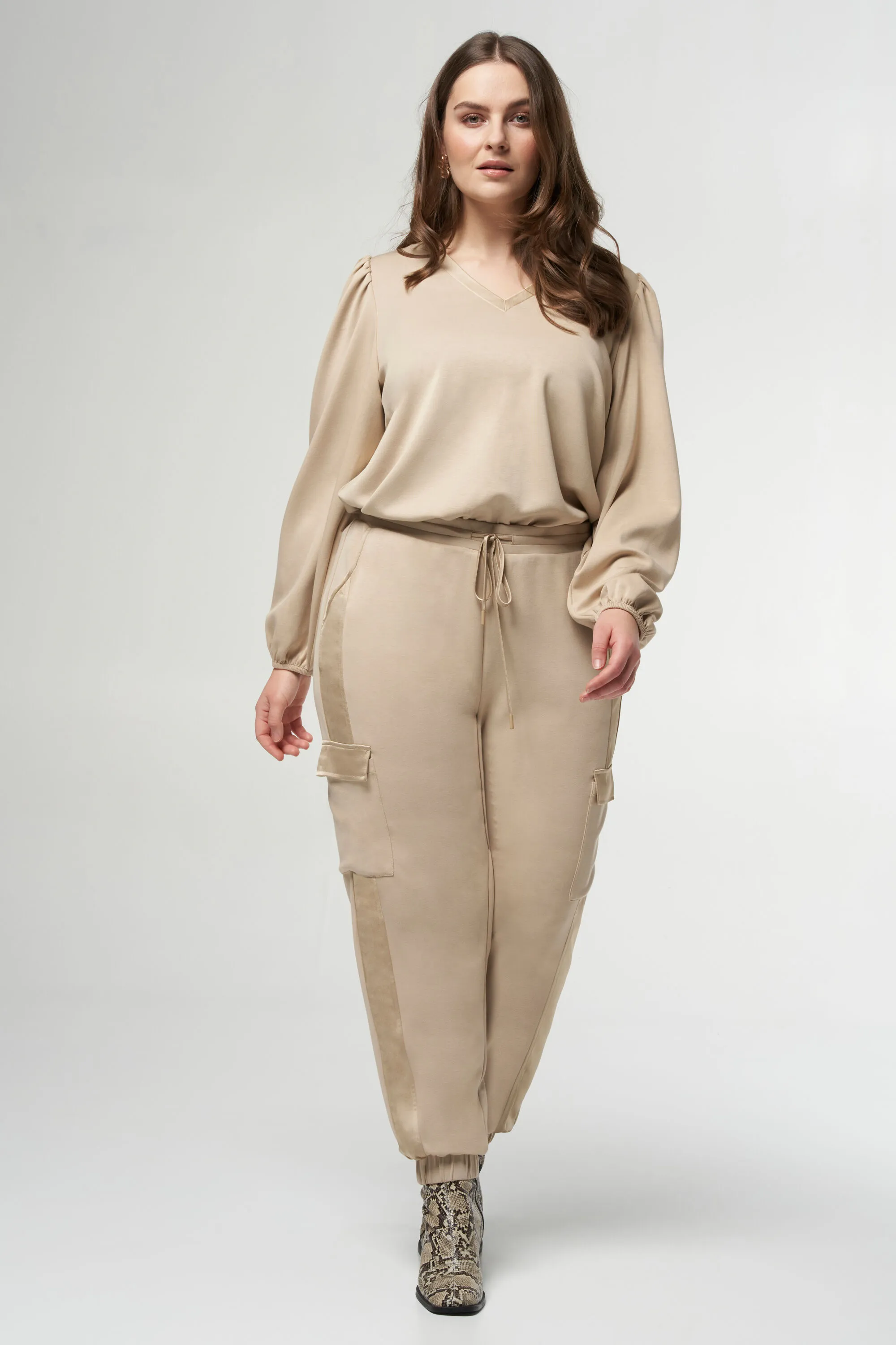 Satin Sand Cargo Pants for Women | MS Mode