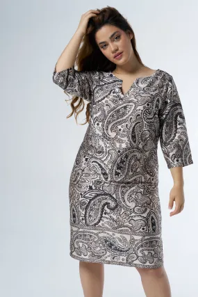 Multi Neutral Cashmere Print Dress for Women | MS Mode