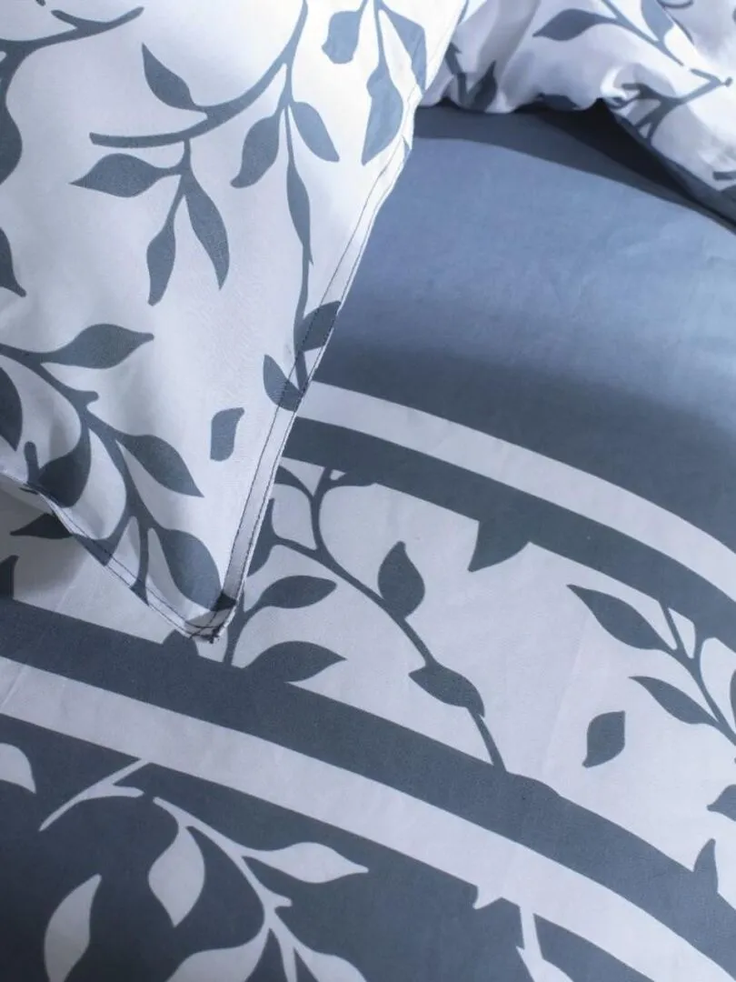 Housse de couette  Denim Flower Garden + taie(s) 100% coton 57 fils - Bleu