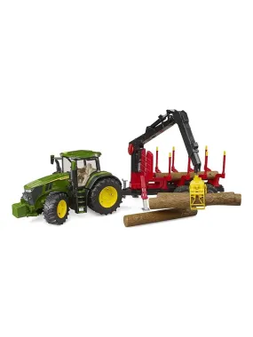John Deere 7R with forestry trailer and 4 tree trunks - Not Available