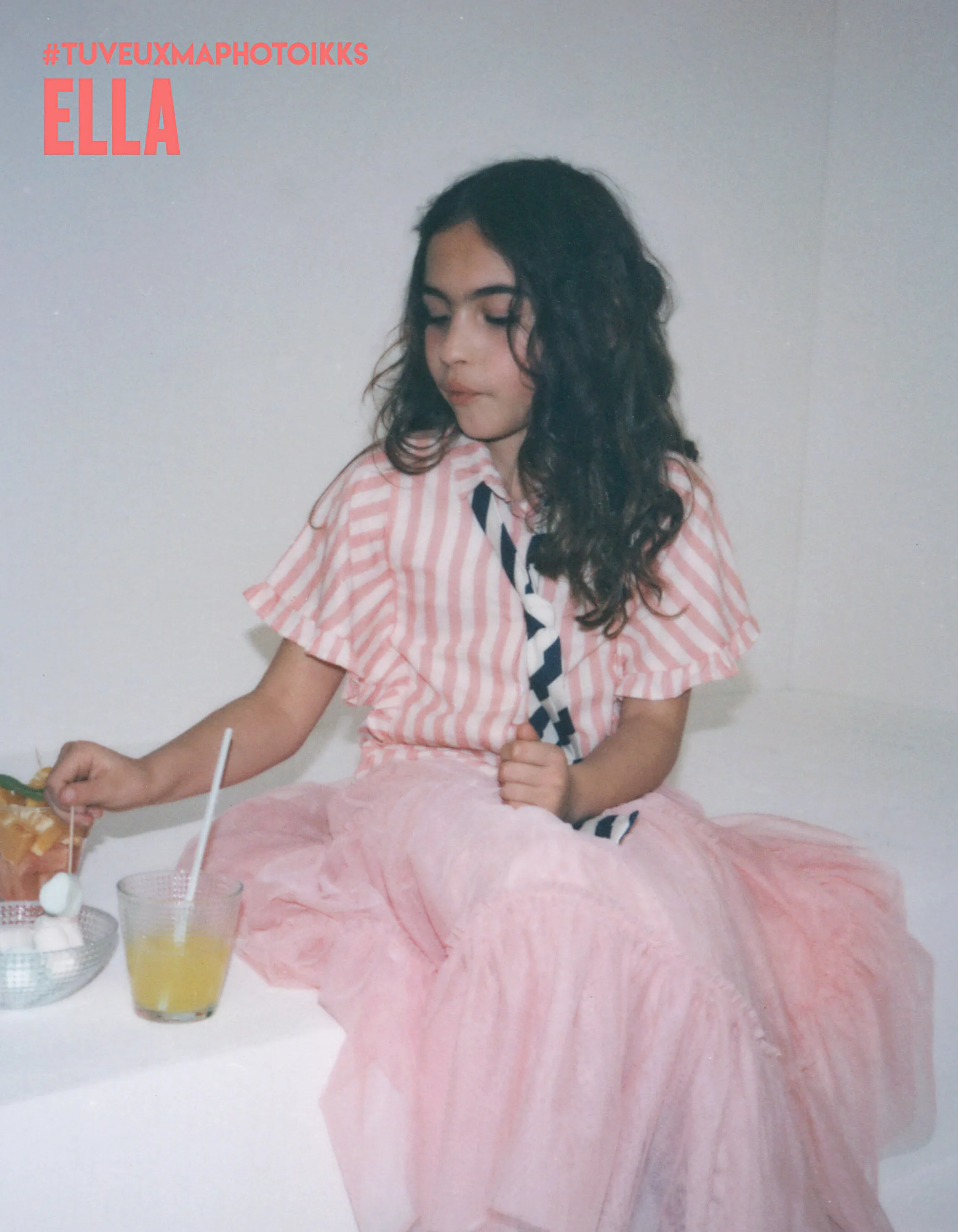 Peach tulle midi skirt for girl