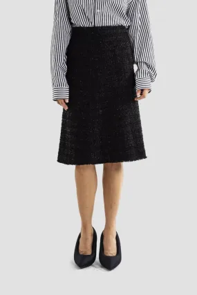 Black tweed midi skirt.