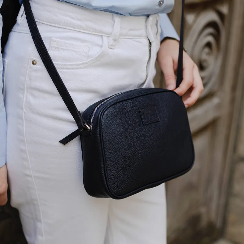 Navy leather crossbody bag - Berthille - Scarpe