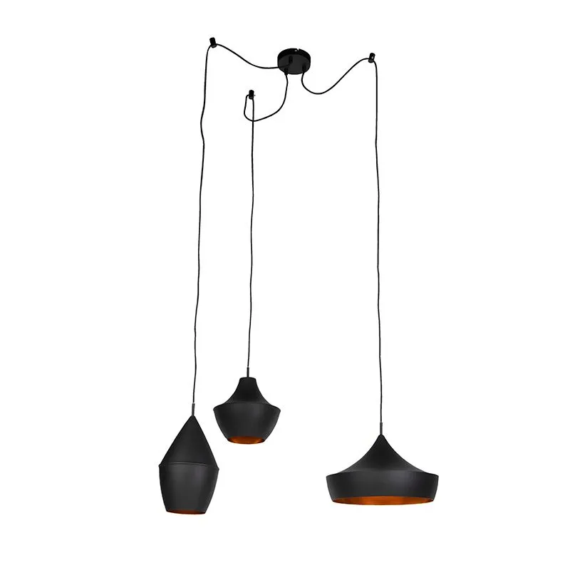 Lot de 3 suspensions scandinaves noires avec or - Depeche