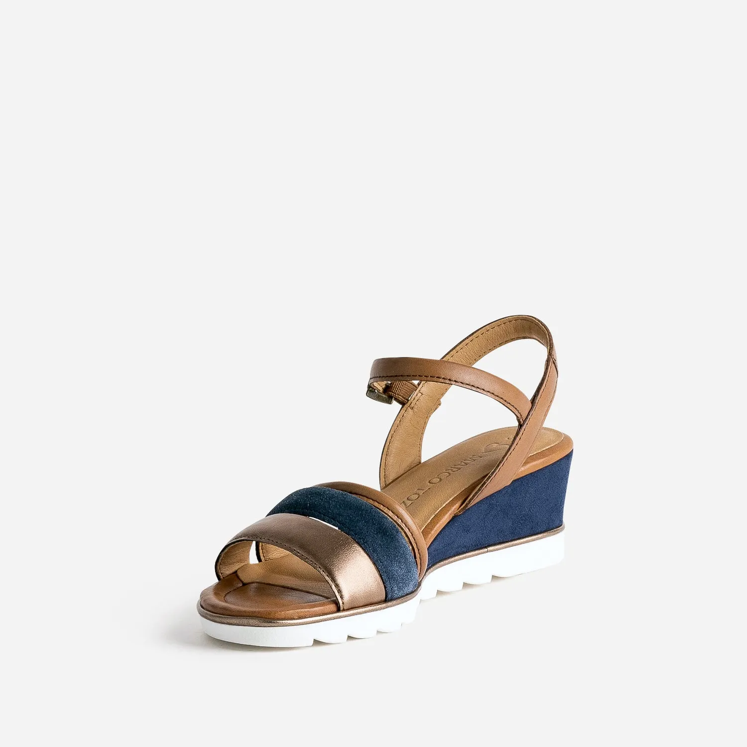 MARCO TOZZI navy blue suede wedge sandals - Women's sandals | ERAM