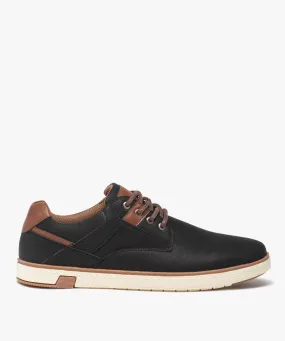 Men's casual lace-up derbies with vibrant black contrasting sole city shoes
