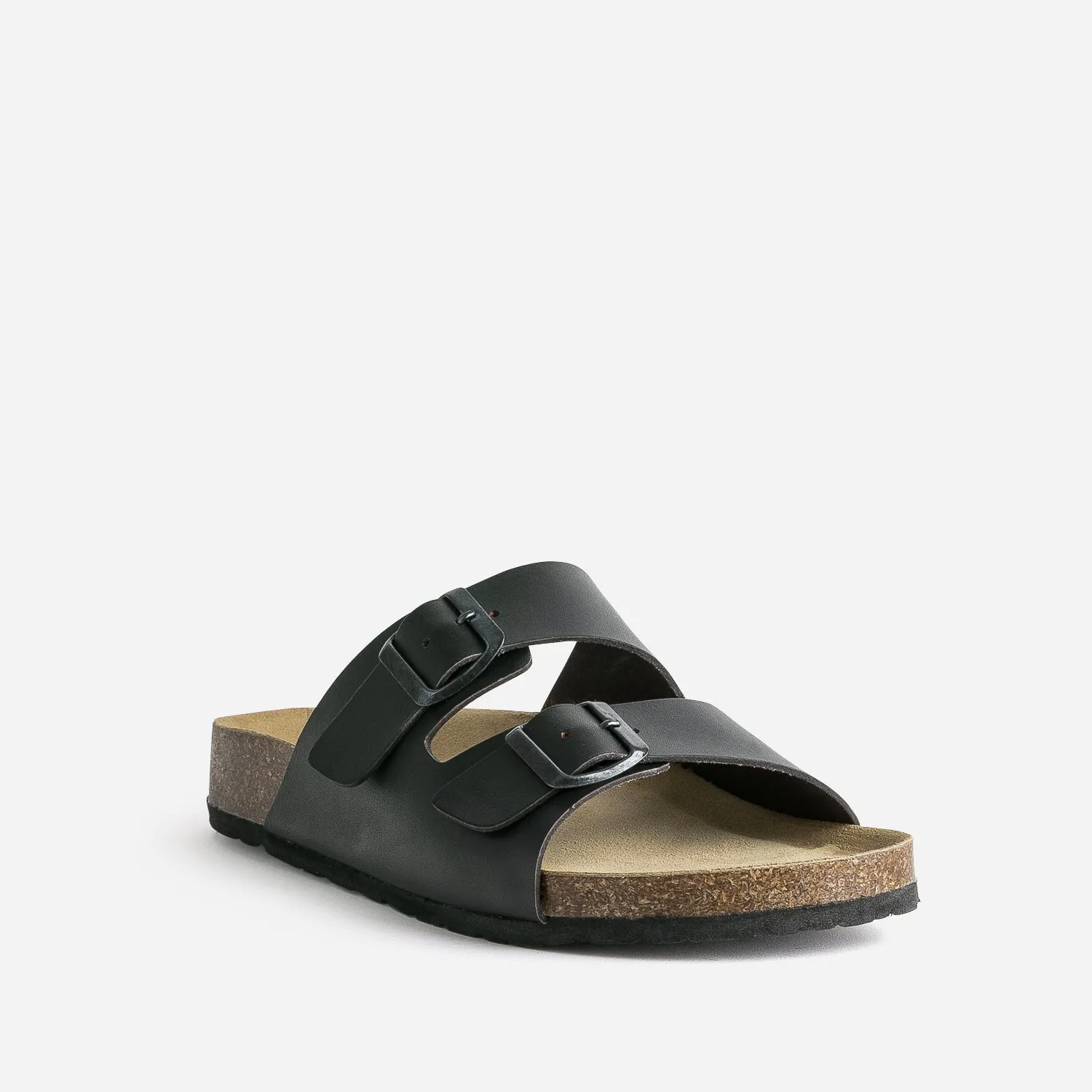 Mule anatomique noir en cuir - Nu-pieds / Sandales Homme | ERAM