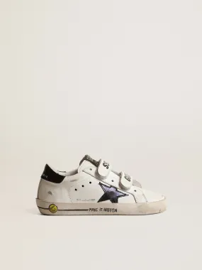 Old School Young avec étoile en cuir lamé et contrefort noir | Golden Goose