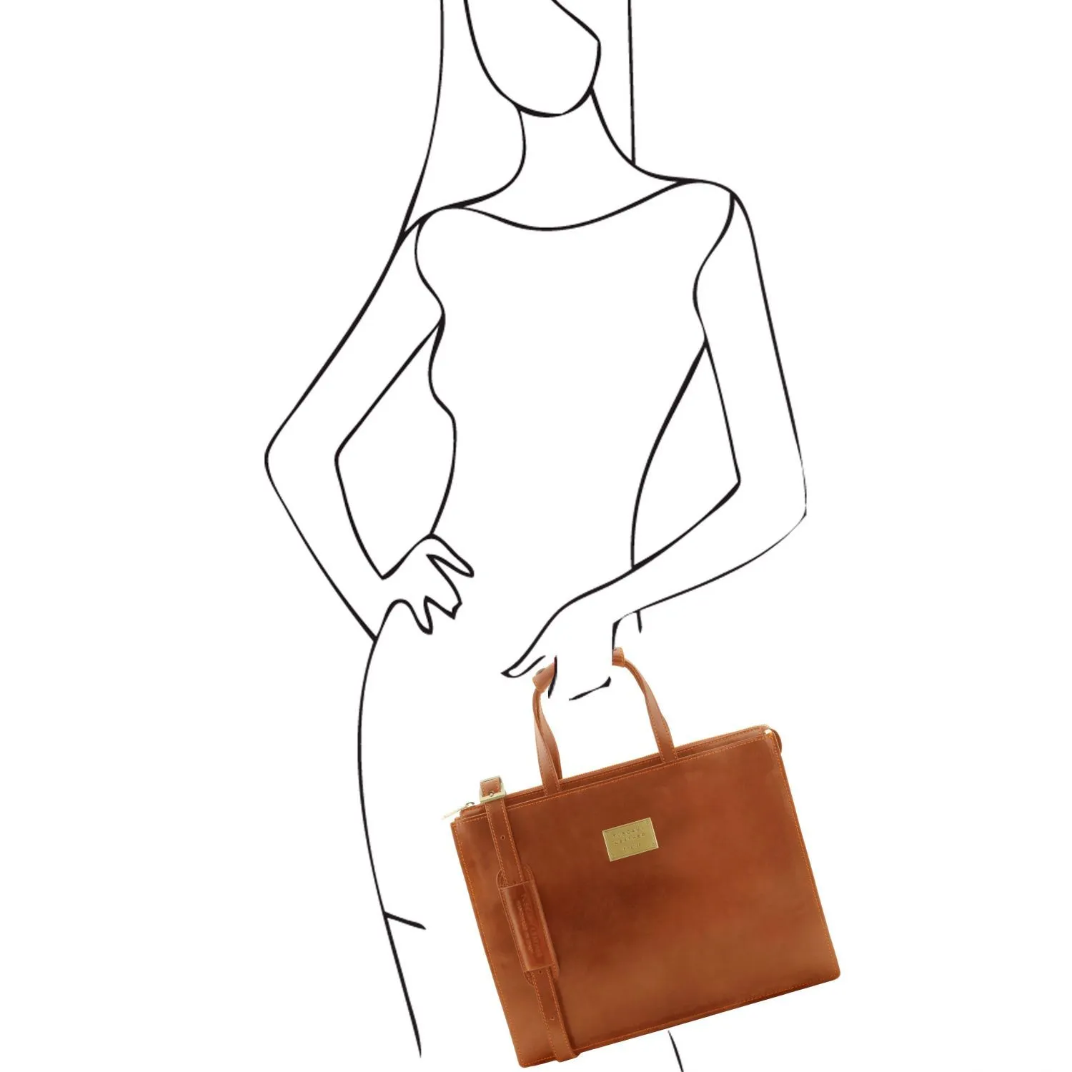 Palermo Serviette en Cuir Avec 3 Compartiments Miel TL141343
