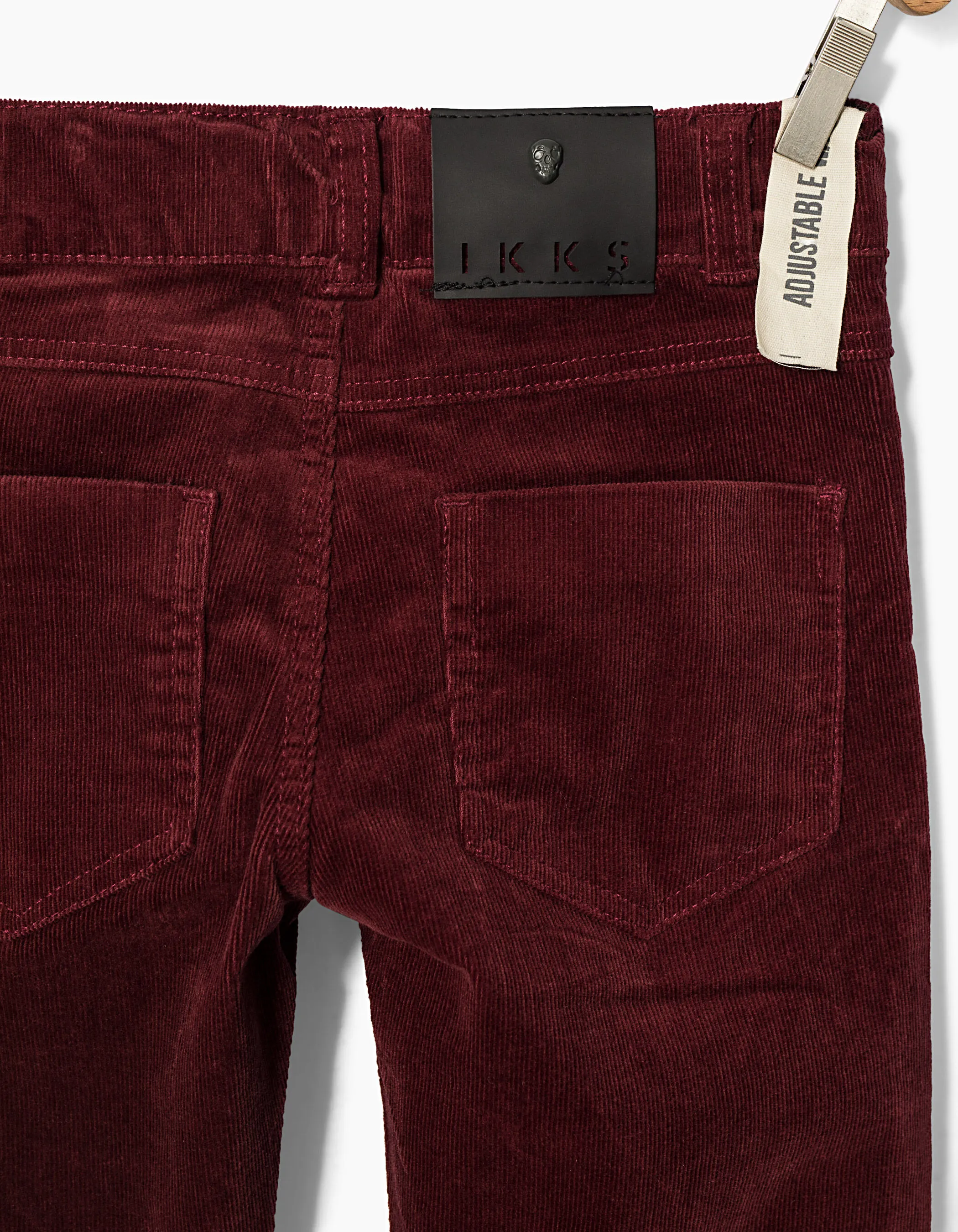 Purple corduroy slim pants for boys.