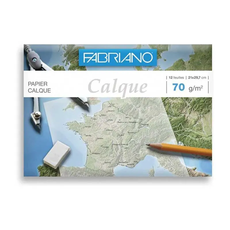 Papier calque transparent Fabriano 70 g/m² A4 12 feuilles