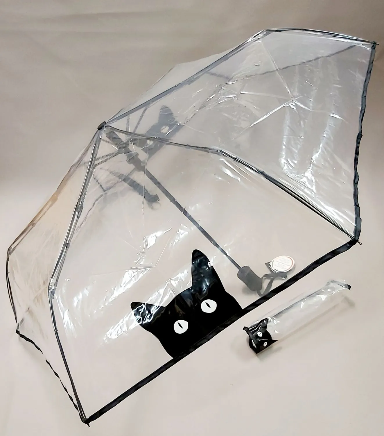 parapluie transparent chat Pussy joueur noir mini pliant automatique Neyrat - léger & solide