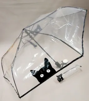 parapluie transparent chat Pussy joueur noir mini pliant automatique Neyrat - léger & solide