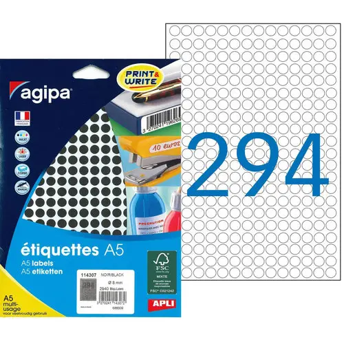 Pastilles noire multi-usage Ø 8 mm 10 feuilles