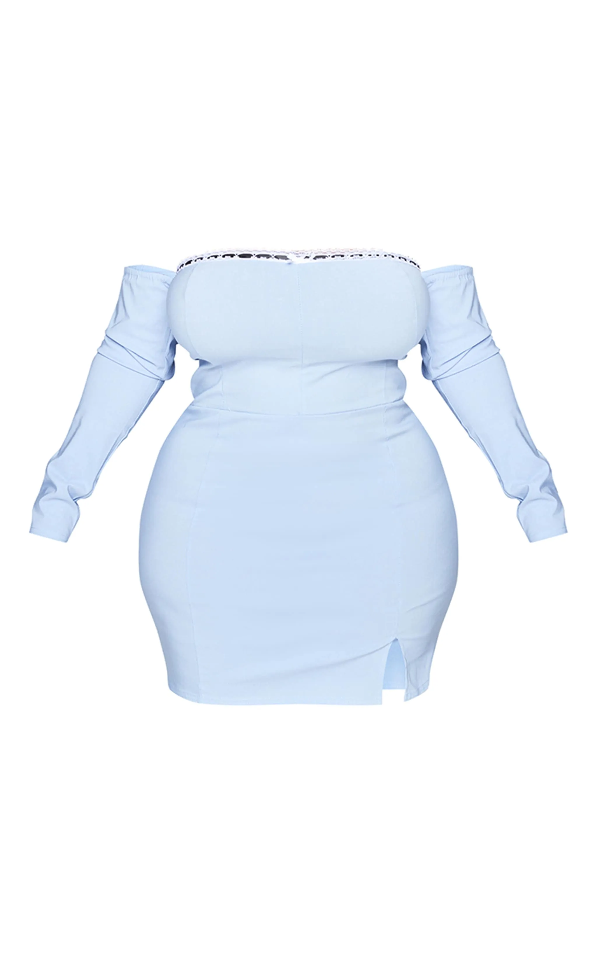 Plus Robe moulante bleu ciel à corset col bardot