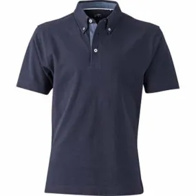 Polo shirt denim HOMME JN964 - navy blue denim collar