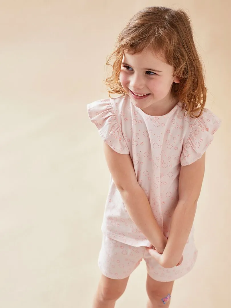 Pyjama 2 pièces à imprimé pailleté en jersey, clair Noukie's - Rose