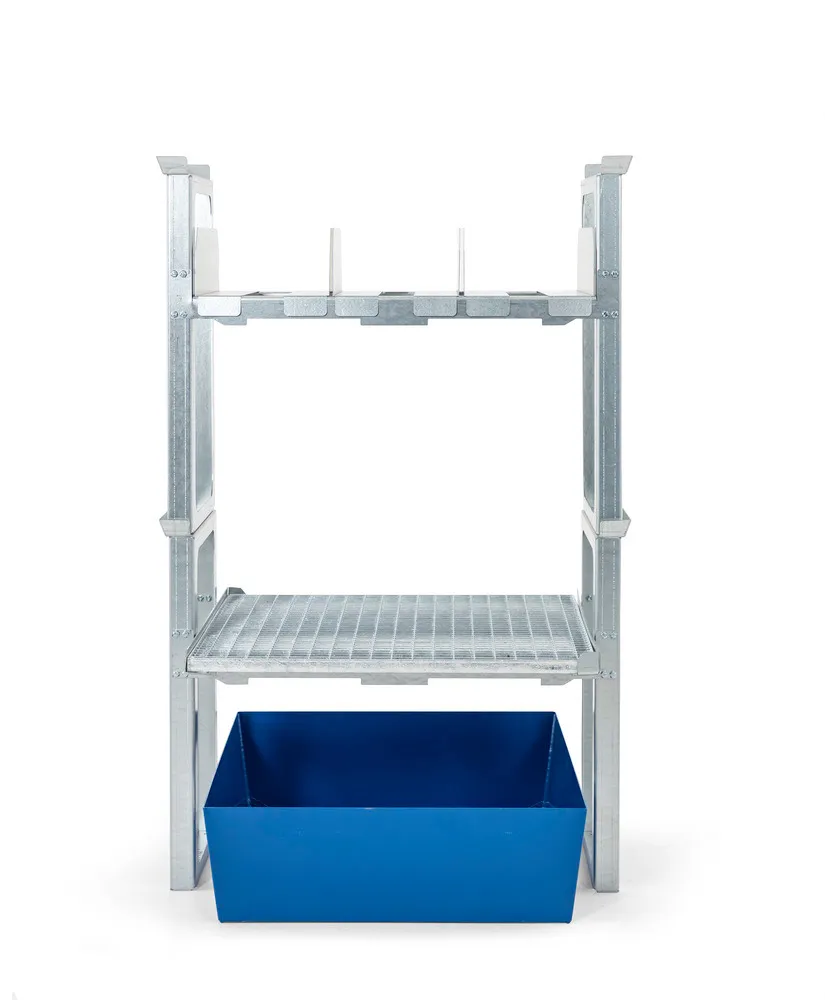 Rayonnage pour petits récipients, bac de rétention peint, 1049x1236x1637 mm