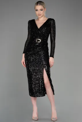 Black Midi Evening Dress ABK1808