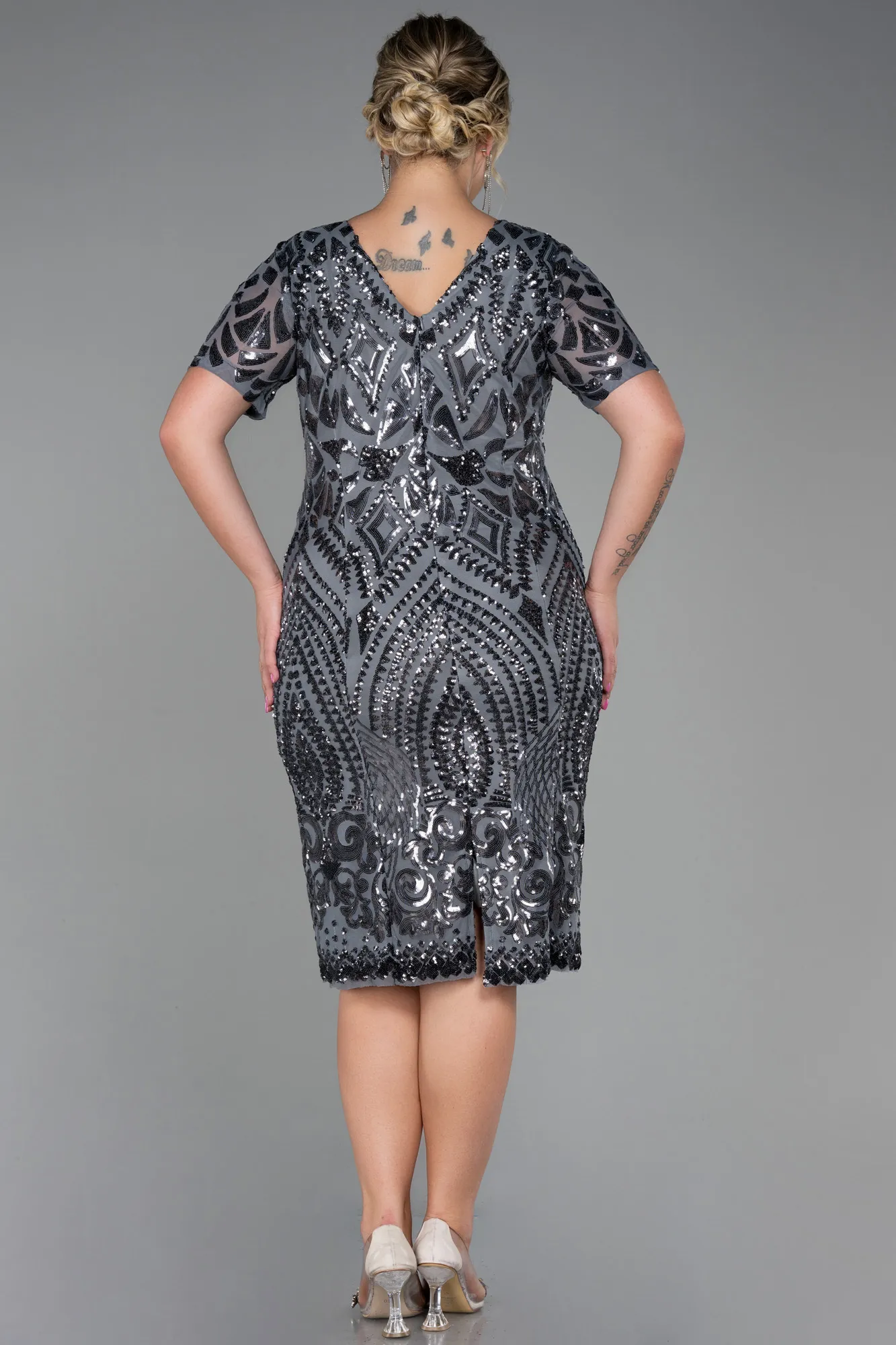 Plus Size Black Midi Dress ABK1624