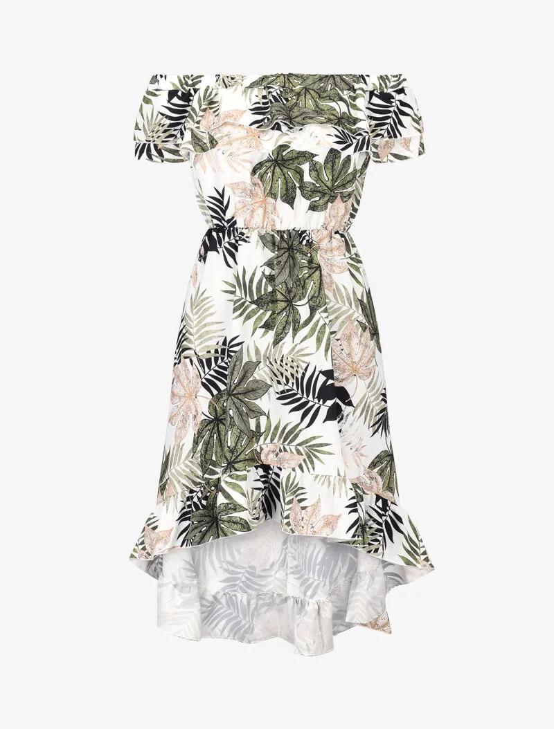 Robe imprimée à volants - kaki