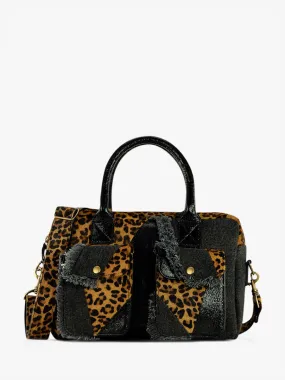 Black Denim Leather Handbag LeDandy S Chimera - Denim/Black
