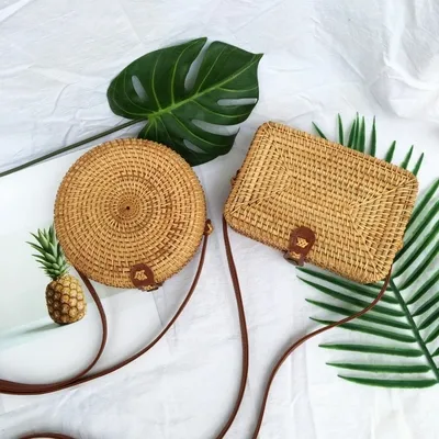 Bali Square Women's Wicker Handbag