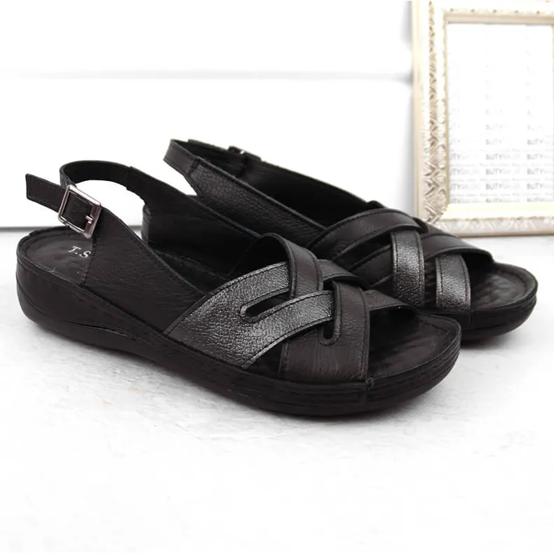 Sandales cuir femme noires T.Sokolski L24-159 le noir