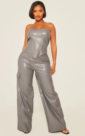Cargo Pants Straight Cut Coated Grey Anthracite