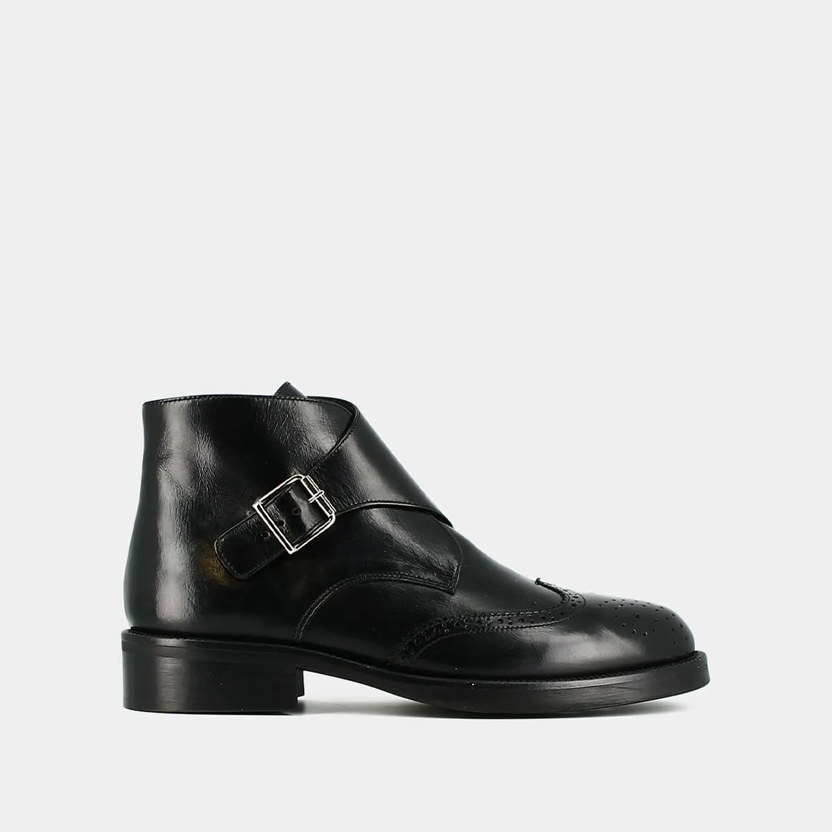 Shop Black Leather Buckle Boots for Women by Jonak