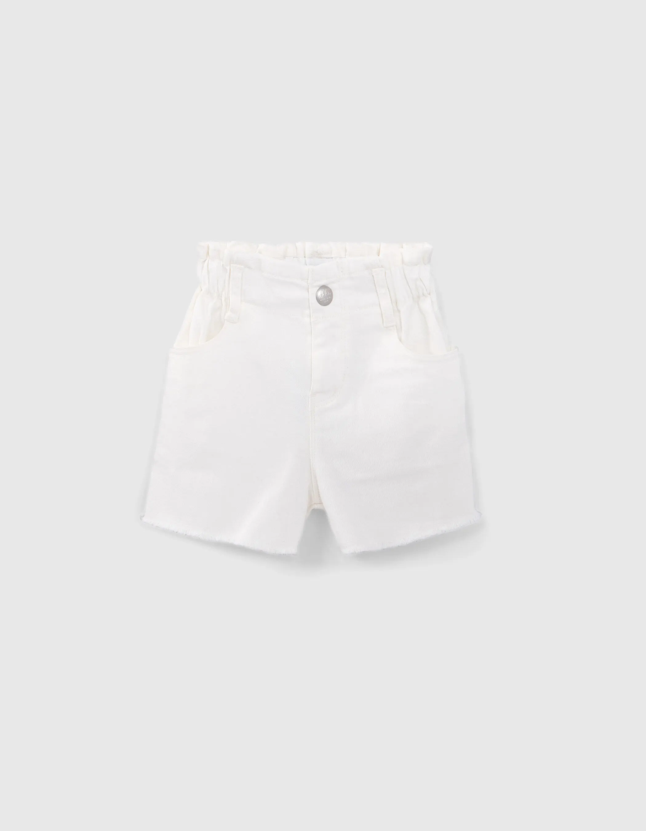 Short en jean écru ganses brodées côtés fille