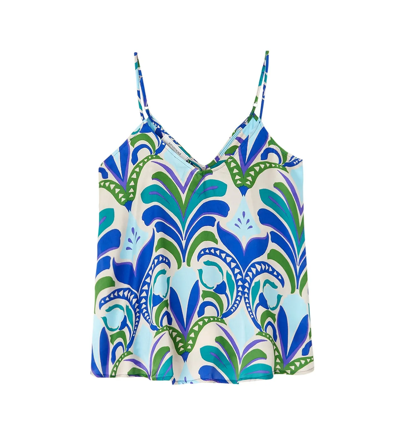 Silky Top with Thin Straps - Multicolored Print.